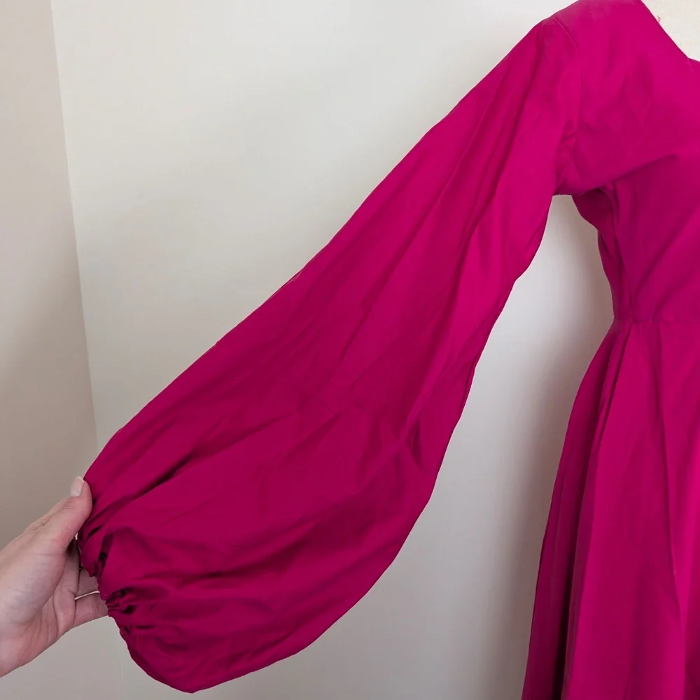 Handmade Puff Sleeve Dress Midi Size S Long sleeve - Picture 5 of 14